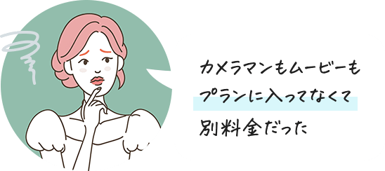 カメラマンもムービーもプランに入ってなくて別料金だった